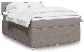 vidaXL Cama com molas/colchão 140x200 cm tecido castanho-acinzentado