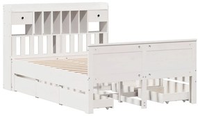 Cama com estante sem colchão 160x200 cm pinho maciço branco