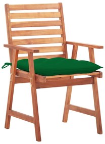Cadeiras de jantar p/ jardim 3 pcs c/ almofadões acácia maciça