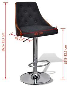 Bancos de bar 2 pcs madeira curvada e tecido