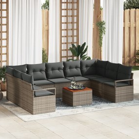 Conjunto de Sofás para Jardim de 10 Peças com Almofadas Cinza Poliratt