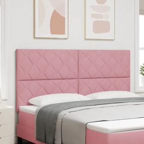 Cabeceira com Design de Blocos de Diamante em Rosa 180 cm de Veludo