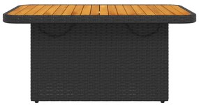 Mesa de jardim 90x55x71 cm vime PE e madeira de acácia preto