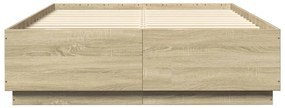 Estrutura de cama 150x200 cm derivados madeira carvalho sonoma