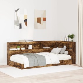 Cama com Estante Carvalho Fumado 75x190 cm Madeira Derivada
