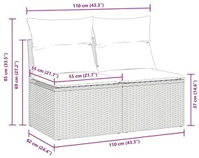 4 pcs conj. sofás p/ jardim c/ almofadões vime PE/acácia bege