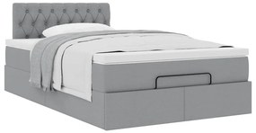 Cama otomana com colchão 120x190 cm tecido cinzento claro