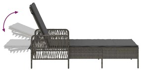 Espreguiçadeira Cinza e cinza escuro Vime PE 157 x 55 x 92 cm