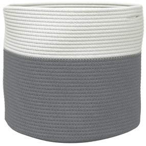 Cesto de arrumação Ø40x35 cm algodão cinzento e branco