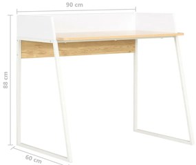 Secretária 90x60x88 cm branco e carvalho