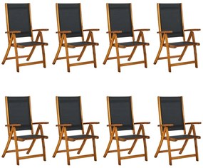 vidaXL Cadeiras de jardim dobráveis 8 pcs acácia maciça e textilene