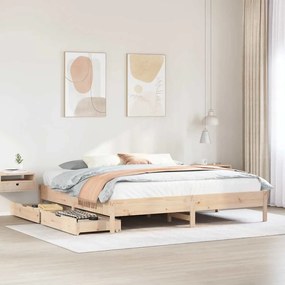 vidaXL Cama sem colchão 200x200 cm madeira de pinho maciça