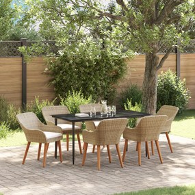 vidaXL Conjunto de Jantar de Jardim 7 Peças Bege em Polivime