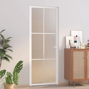 Porta de interior 76x201,5 cm vidro fosco e alumÃnio branco