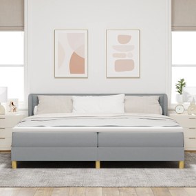 Cama Box Spring vidaXL com Colchão - Cinza Claro, 200x200 cm, Tecido