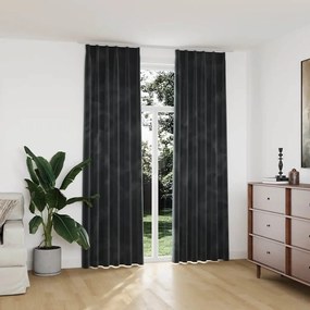 Cortinas blackout com ganchos 2 pcs 140x245 cm veludo antracite