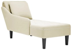 Chaise lounge c/ almofada/apoio de braços direito veludo creme