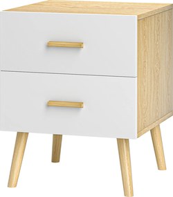 Mesa de cabeceira com 2 gavetas 40 x 40 x 50 cm, estilo moderno, para quarto, sala de estar, cor carvalho