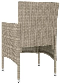 4 pcs conjunto de cadeiras e bancos de jardim vime PE bege