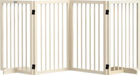 PawHut Barreira de segurança modular dobrável para animais de estimação com pé de apoio, madeira maciça, 206 x 35,5 x 76 cm | Aosom Portugal