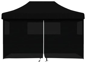 Tenda p/ festas pop-up dobrável com 4 paredes laterais preto