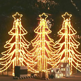 3154298 vidaXL Árvore de Natal dobrável c/ LEDs 3pcs 87x87x93 cm branco quente