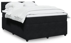 vidaXL Cama com molas/colchão 140x200 cm veludo preto