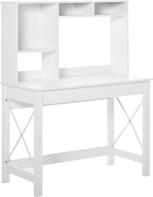 HOMCOM Secretária Biblioteca 2 em 1 Branco 105x50x137,5 cm Branco | Aosom Portugal
