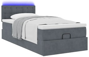 Estrutura cama otomana colchão 80x200 cm veludo cinzento escuro