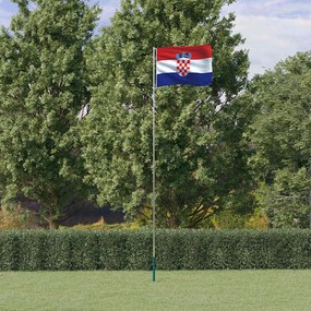 vidaXL Bandeira da Croácia e mastro 5,5 m alumínio