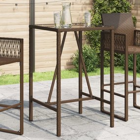 vidaXL Mesa de bar para exterior 70x70x110 cm vime PE castanho