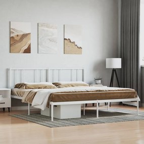 Estrutura de cama com cabeceira 193x203 cm metal branco