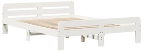 Cama sem colchão 140x200 cm madeira de pinho maciça branco