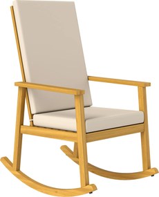 Outsunny Poltrona de balanço em madeira de acácia com encosto alto e almofadas até 160 kg 60 x 89 x 107 cm Bege | Aosom Portugal