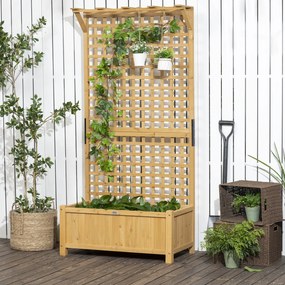 Outsunny Floreira com Treliça de Madeira Caixa de Plantio com Suporte para Plantas Trepadeiras para Cultivo de Plantas Flores para Pátio Terraço Varanda 90x45x183cm Madeira