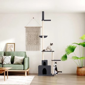 171722 vidaXL Árvore gatos altura ajust. chão-teto 250,5-276,5cm cinza-escuro