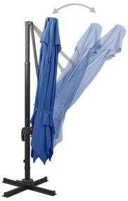 Guarda-sol jardim cantilever toldo duplo 300x300 cm azul-ciano