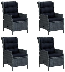5 pcs conjunto de jantar para jardim cinzento-escuro