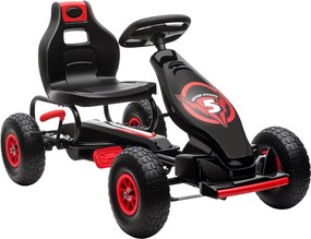 HOMCOM Kart a Pedais para Crianças 5-12 Anos com Assento Ajustável Pneus Insufláveis Amortecimento 121x58x61cm Vermelho | Aosom Portugal