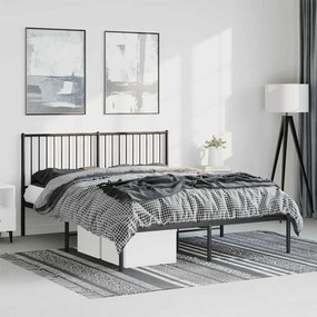 vidaXL Estrutura de cama em metal com cabeceira 150x200 cm preto