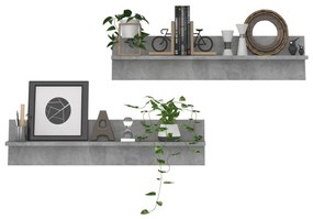 Estantes de parede 2 pcs 80x11,5x18 cm contrapl. cinza cimento