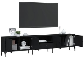 Móvel de TV c/ gaveta 200x25x44 cm derivados de madeira preto