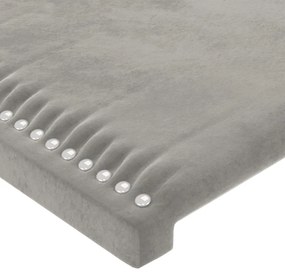 Cabeceira cama c/ luzes LED veludo 144x5x118/128cm cinza-claro