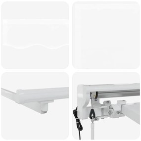 Toldo Retrátil Manual Branco 350x200 cm Tecido e Alumínio