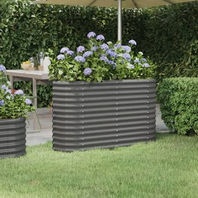318889 vidaXL Canteiro elevado jardim 114x40x68cm aço revestido a pó cinzento