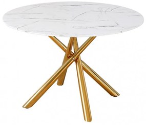 Mesa Jantar SAHARA, metal dourado, tampo vidro temperado 120 cms de diâmetro