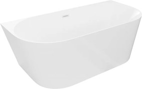 Mexen Oval Slim banheira independente encostada à parede 170 x 80 cm, branca, transbordamento branco - 52661708000-20