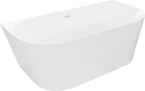 Mexen Oval Slim banheira independente encostada à parede 170 x 80 cm, branca, transbordamento branco - 52661708000-20