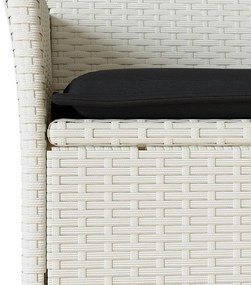 3 pcs conjunto jantar jardim c/ almofadões vime PE/vidro branco
