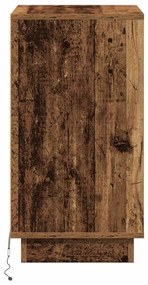 Mesa de Cabeceira com LED Madeira Velha 39x34,5x65 cm Madeira de Engen